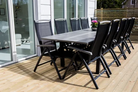 Venture Home Albany Matbord 224x100 + Positionsstolar Svart