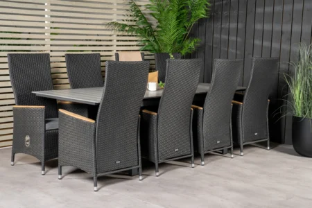 Levels & Padova Matbord 160 x 100 + Reclinerstolar Svart
