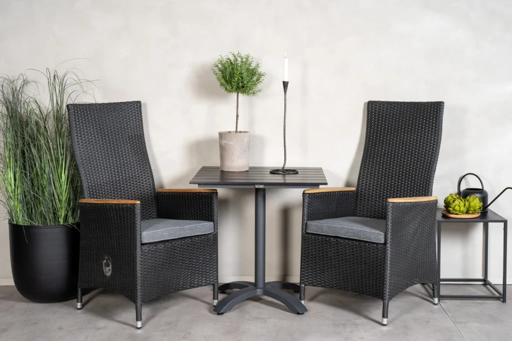 Venture Home Colorado & Padova Cafébord 70x70 + Reclinerstolar Svart