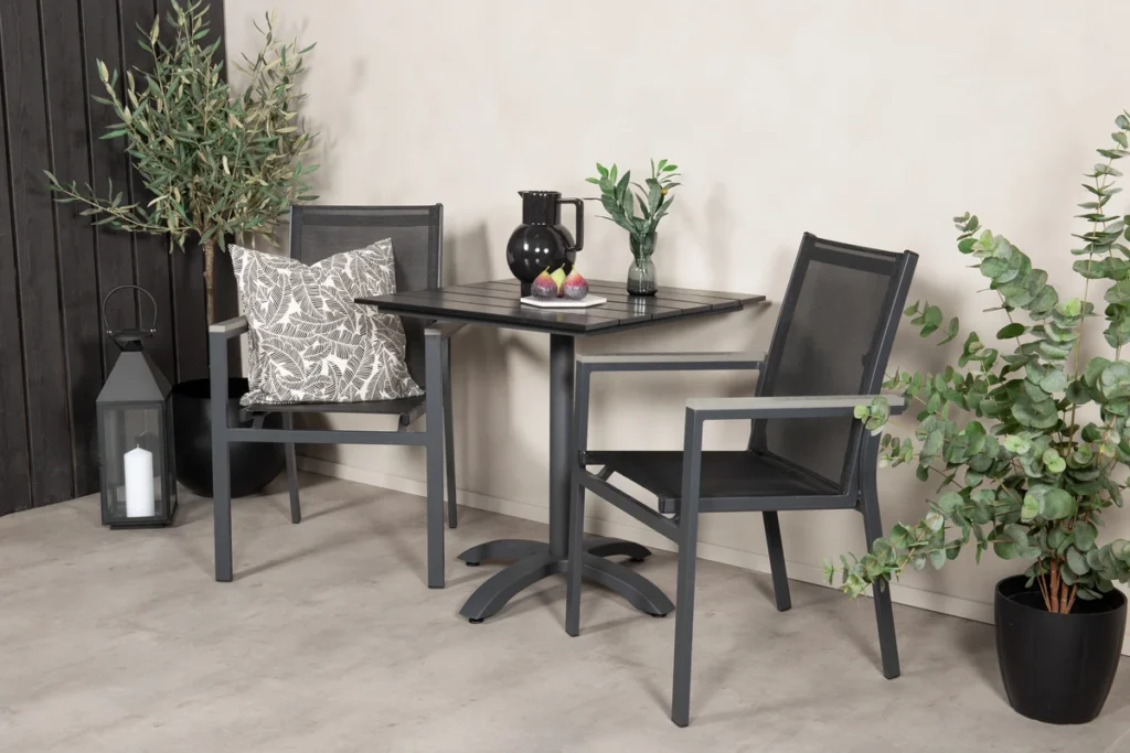 Venture Home Colorado & Parma Cafébord 70x70 + Matstolar Svart