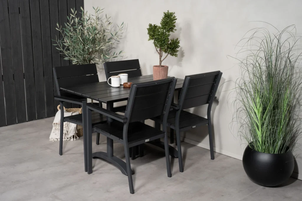 Venture Home Denver & Levels Matbord 70x120 + Matstolar Svart