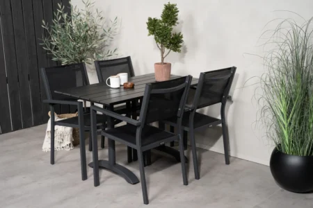 Denver & Copacabana Matbord 120x70x74 + Matstolar Svart