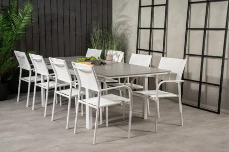 Levels & Santorini Matbord 160 x 100 + Matstolar Vit