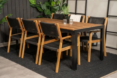 Bois & Little John Matbord 205x90x75 + Matstolar Natur