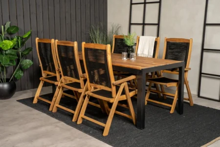 Bois & Peter Matbord 205x90x75 + Positionsstolar Natur