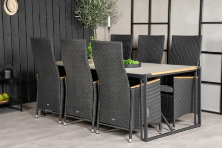 Padova & Texas Reclinerstolar Svart + Matbord 200x100