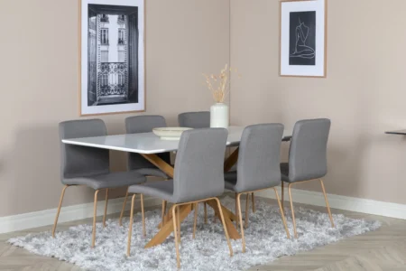 Piazza & Mace Matbord 90x180 + Matstolar Grå