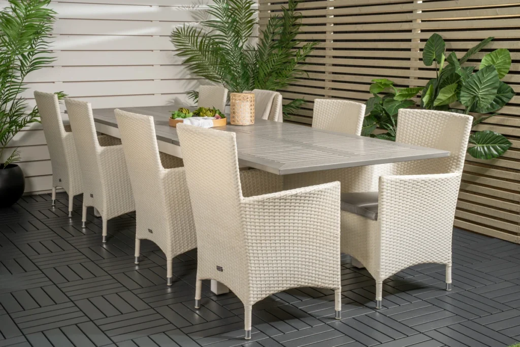 Albany & Malin Matbord 224x100 + Matstolar Vit