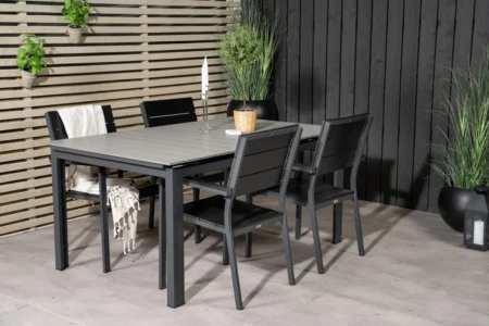 Levels Matbord 160x100x75 + Matstolar Svart