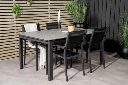 Levels & Copacabana Matbord 160x100x75 + Matstolar Svart