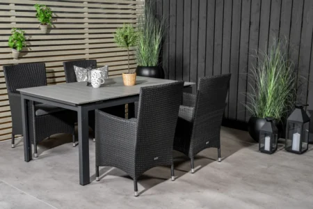 Levels & Malin Matbord 160x100x75 + Matstolar Svart