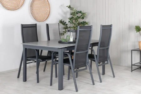 Levels & Copacabana Matbord 160x100x75 + Reclinerstolar Svart