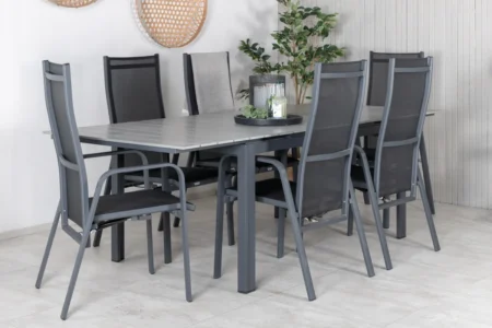 Levels & Copacabana Matbord 160x100x75 + Reclinerstolar Svart