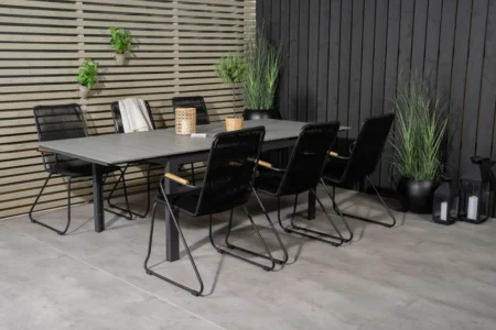 Levels & Bois Matbord 160x100x75 + Matstolar Svart