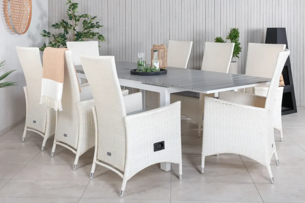 Levels & Padova Matbord 160x100x75 + Reclinerstolar Vit
