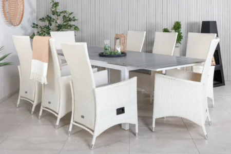 Levels & Padova Matbord 160x100x75 + Reclinerstolar Vit