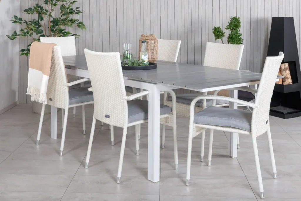 Levels & Anna Matbord 160x100x75 + Matstolar Vit