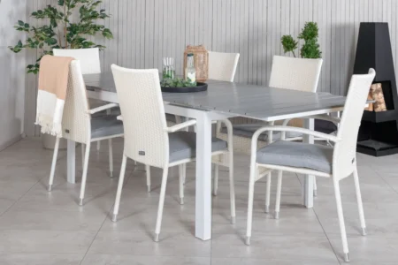 Levels & Anna Matbord 160x100x75 + Matstolar Vit