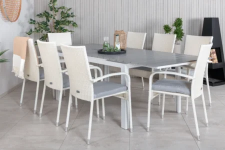 Levels & Anna Matbord 160x100x75 + Matstolar Vit