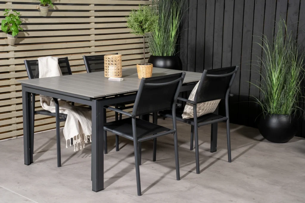 Levels & Santorini Matbord 160x100x75 + Matstolar Svart