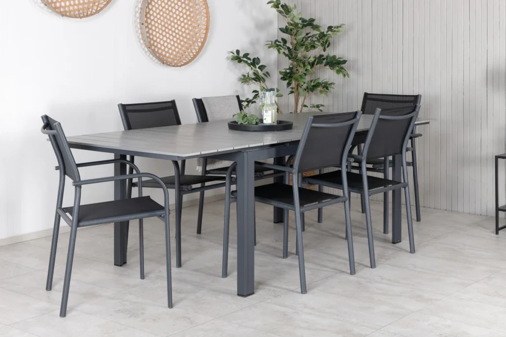 Levels & Santorini Matbord 160x100x75 + Matstolar Svart