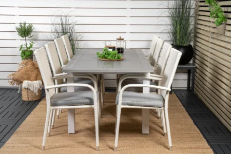 Albany & Anna Matbord 160 x 90 + Matstolar Vit