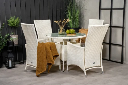 Padova & Volta Reclinerstolar Vit + Matbord ⌀90