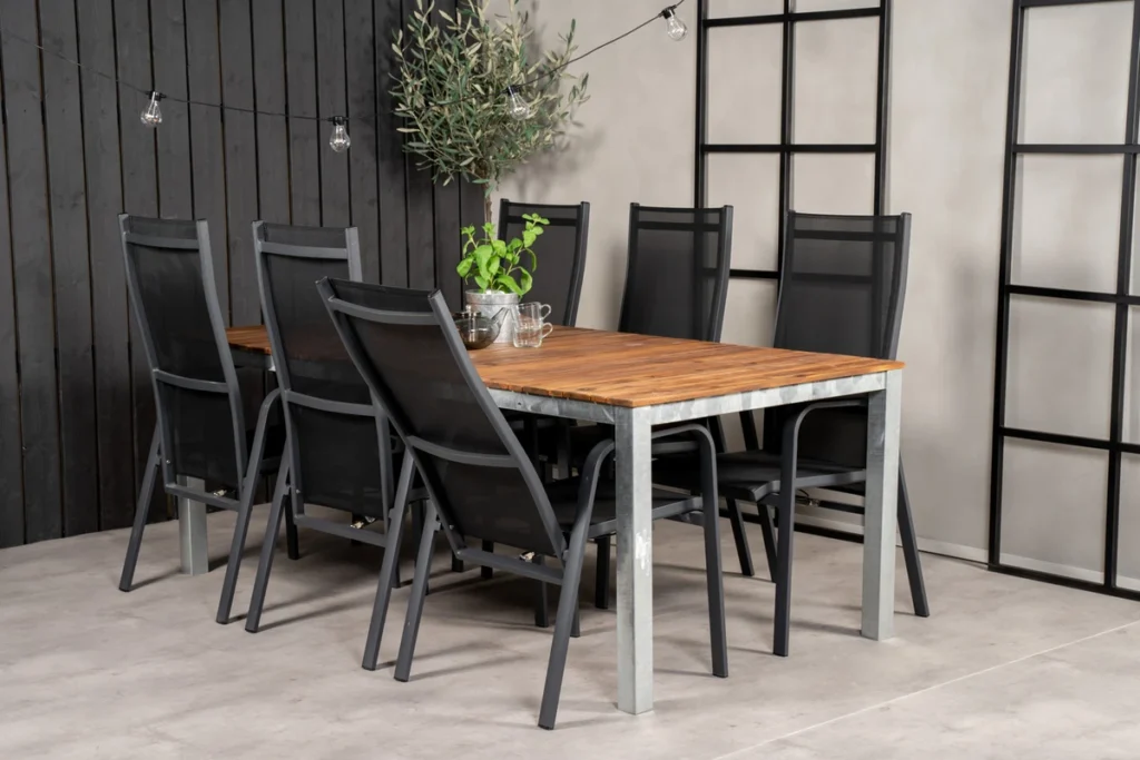 Copacabana & Zenia Reclinerstolar Svart + Matbord 201 x 100