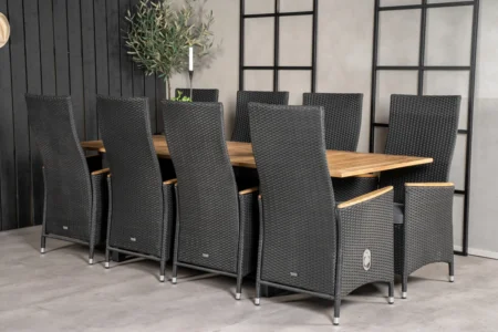 Panama & Padova Matbord 160 x 90 + Reclinerstolar Svart