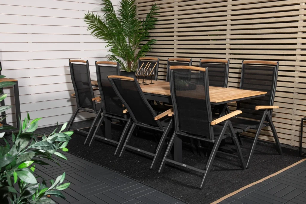 Panama & Mexico Positionsstolar Svart + Matbord 160 x 90