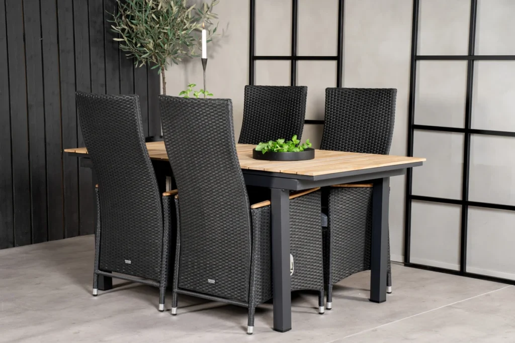 Mexico & Padova Matbord 90x180/240 + Reclinerstolar Svart