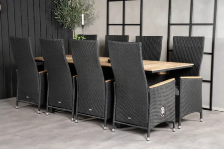 Mexico & Padova Matbord 160 x 90 + Reclinerstolar Svart
