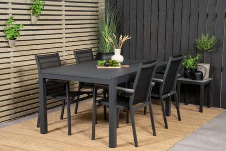 Parma & Marbella Matstolar Svart + Matbord 160x100x75