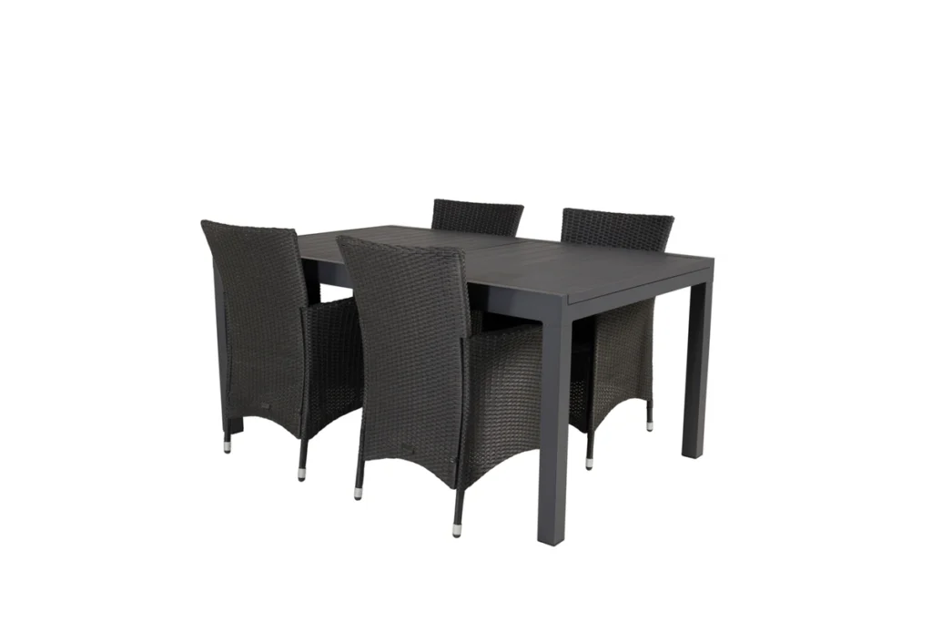 Knick & Marbella Matstolar Svart + Matbord 160x100x75