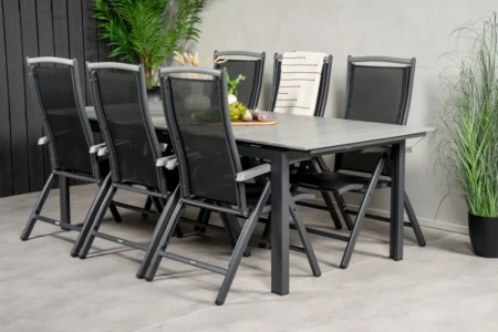 Levels & Albany Matbord 229x100x75 + Positionsstolar Svart