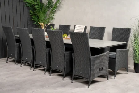 Levels & Padova Matbord 229x100x75 + Reclinerstolar Svart