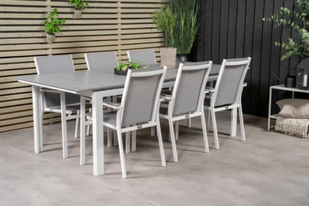 Levels & Parma Matbord 229x100x75 + Matstolar Vit