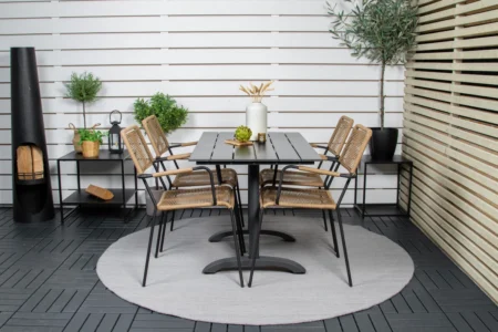 Denver & Lindos Matbord 120x70x74 + Matstolar Brun