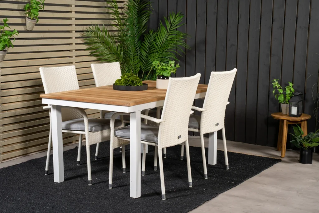 Anna & Panama Matstolar Vit + Matbord 160 x 90