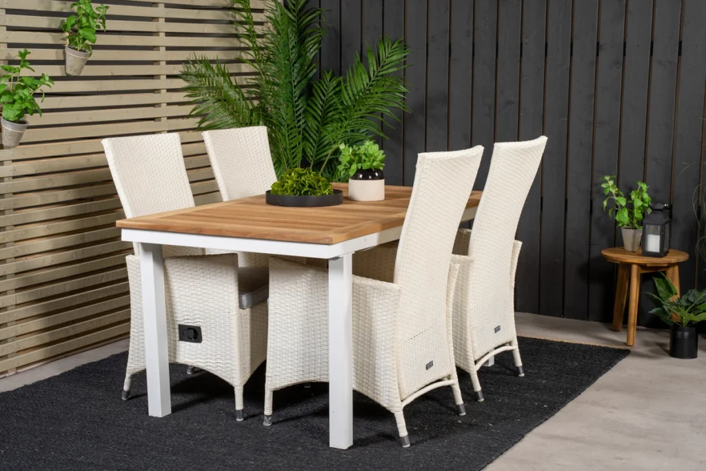 Padova & Panama Reclinerstolar Vit + Matbord 160 x 90