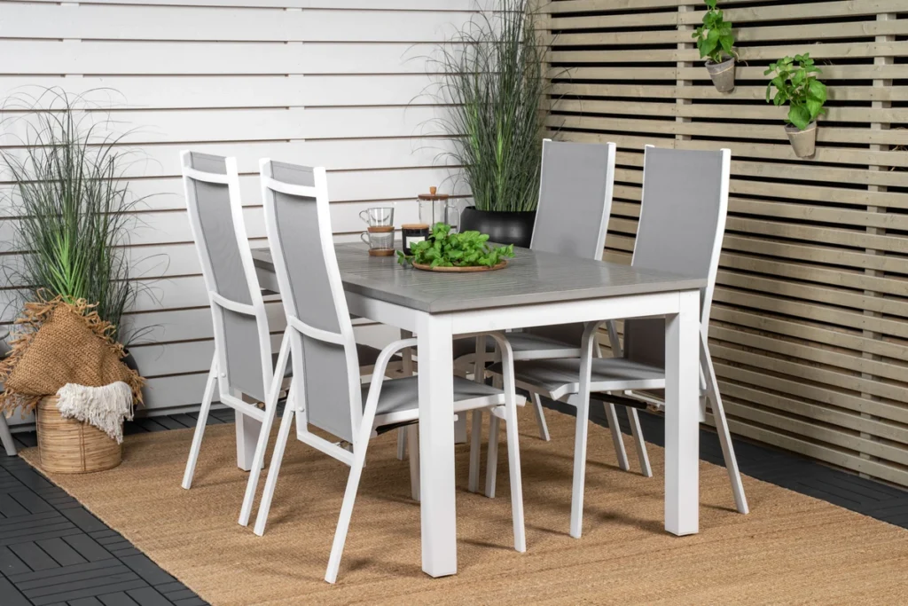 Albany & Copacabana Matbord 152x90 + Reclinerstolar Grå