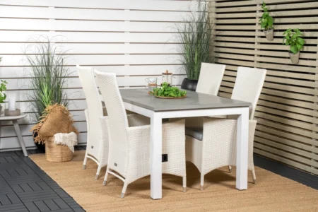 Albany & Padova Matbord 152x90 + Reclinerstolar Vit