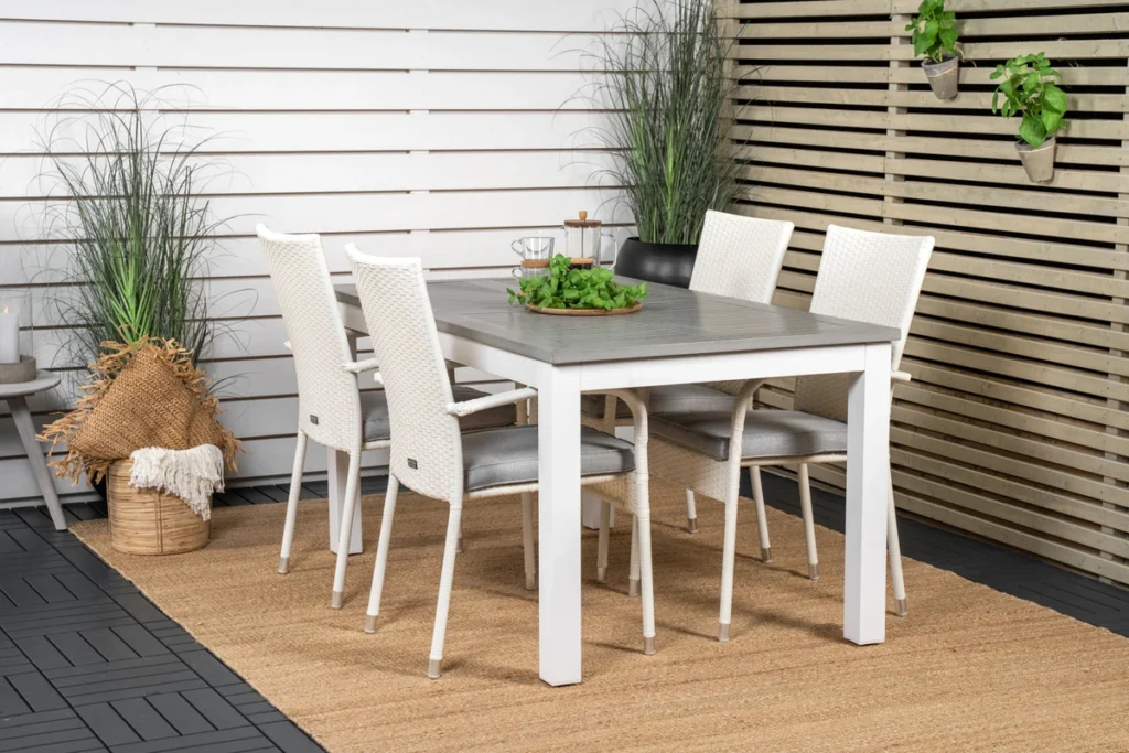 Albany & Anna Matbord 152x90 + Matstolar Vit