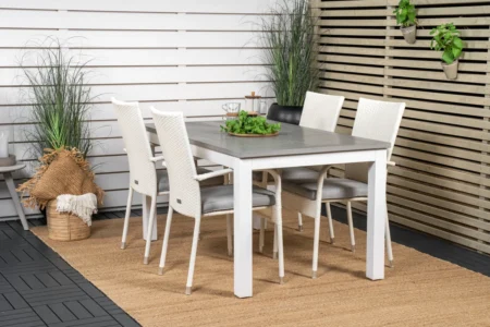 Albany & Anna Matbord 152x90 + Matstolar Vit
