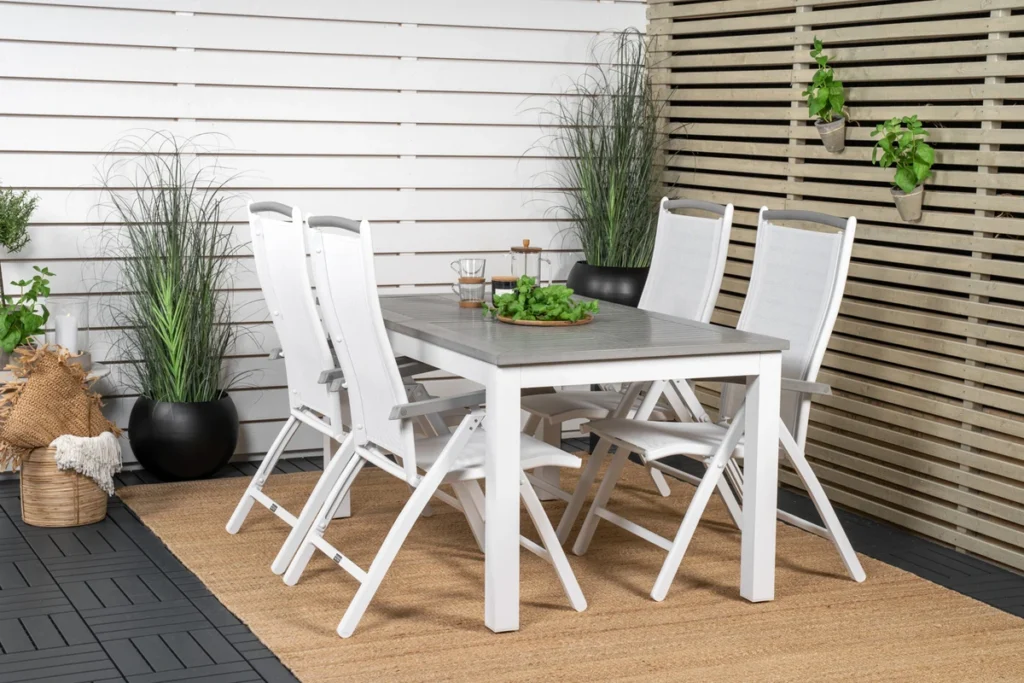 Albany Matbord 152x90 + Positionsstolar Vit