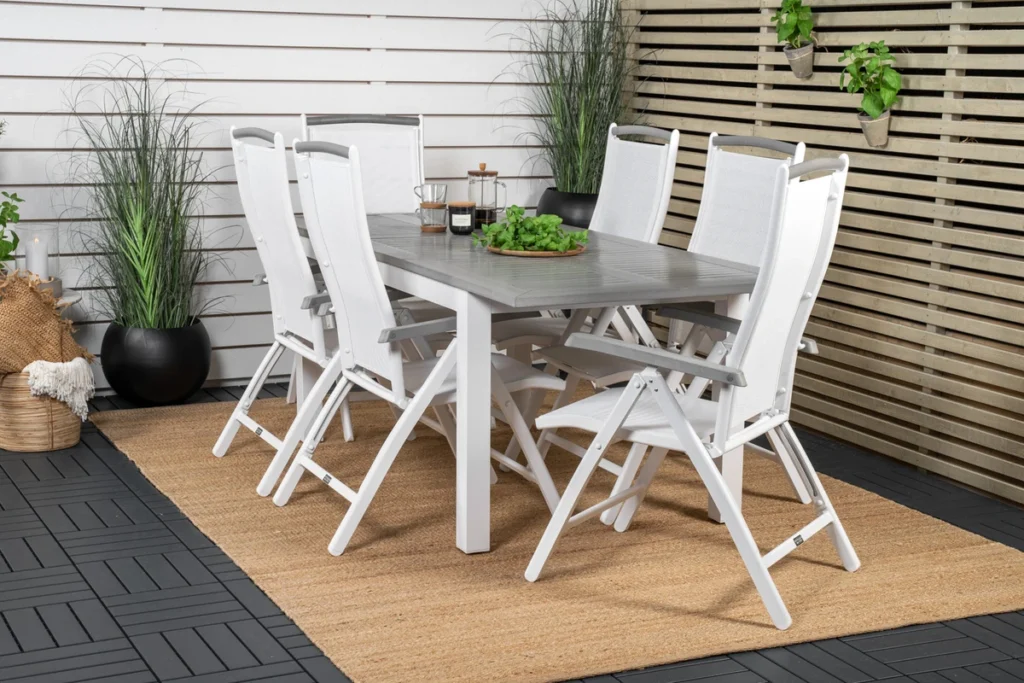 Albany Matbord 152x90 + Positionsstolar Vit