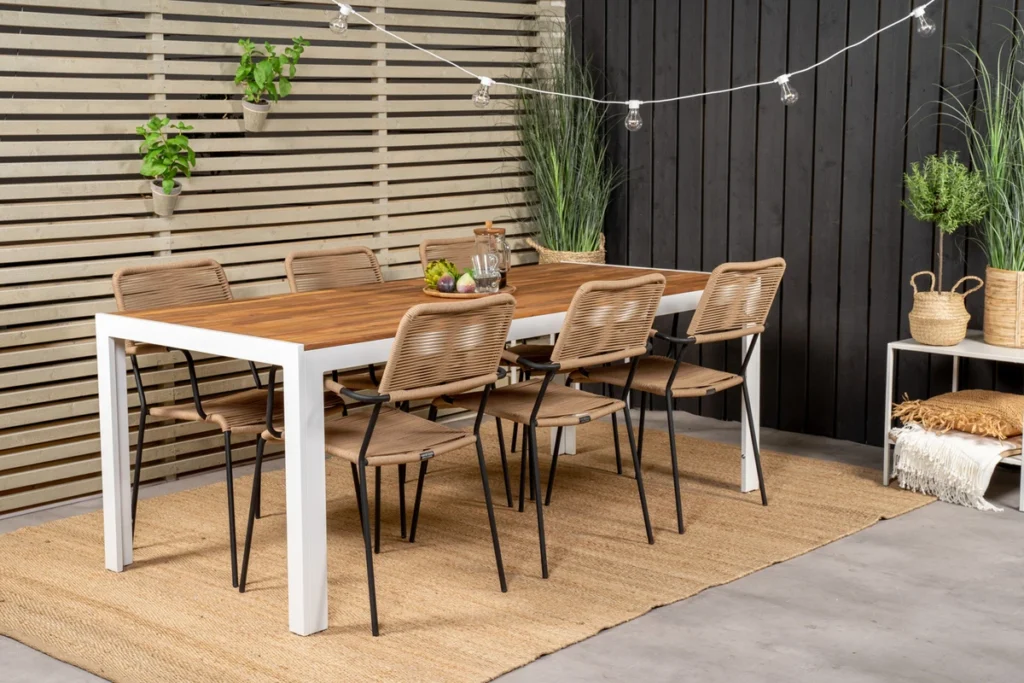 Bois & Lindos Matbord 205x90 + Matstolar Brun
