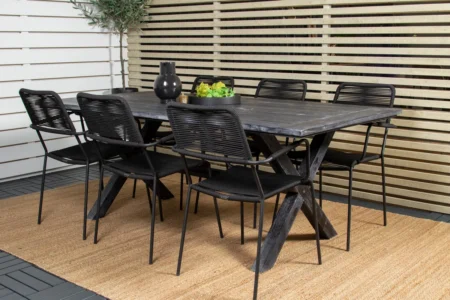 Rives & Lindos Matbord 200x100 + Matstolar Svart