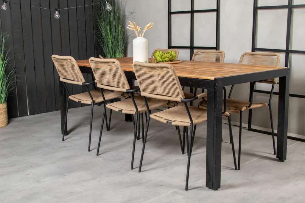 Bois & Lindos Matbord 205x90 + Matstolar Brun