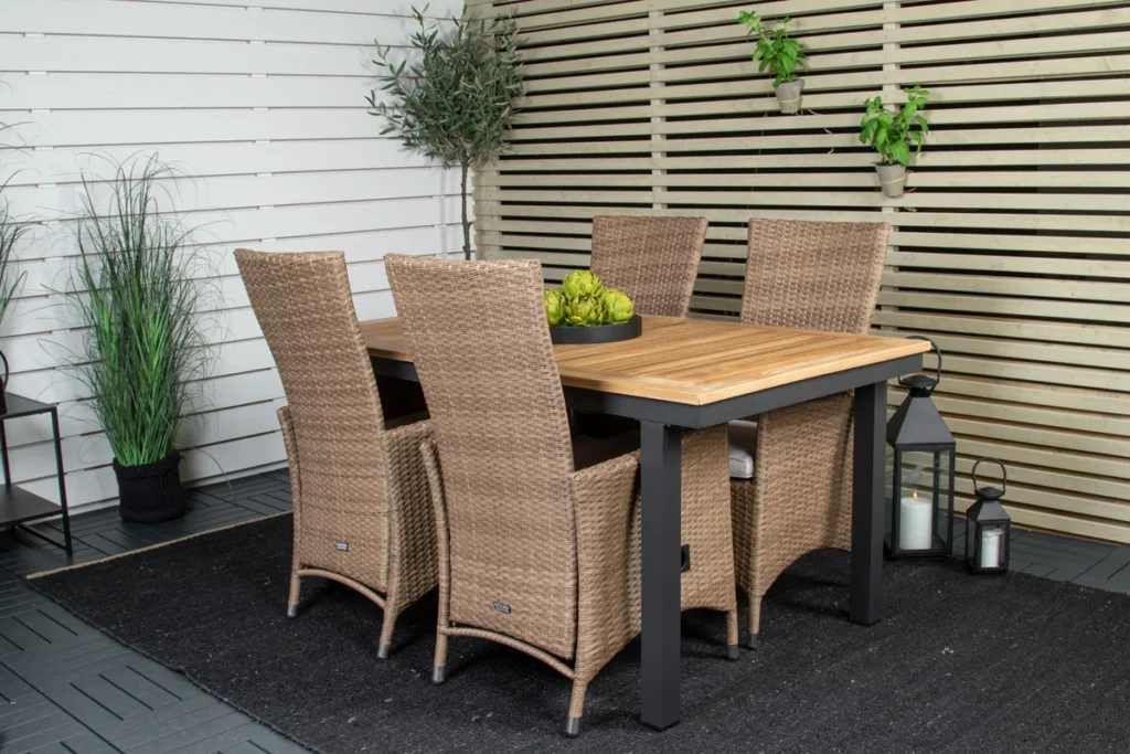 Panama & Padova Matbord 160 x 90 + Reclinerstolar Natur